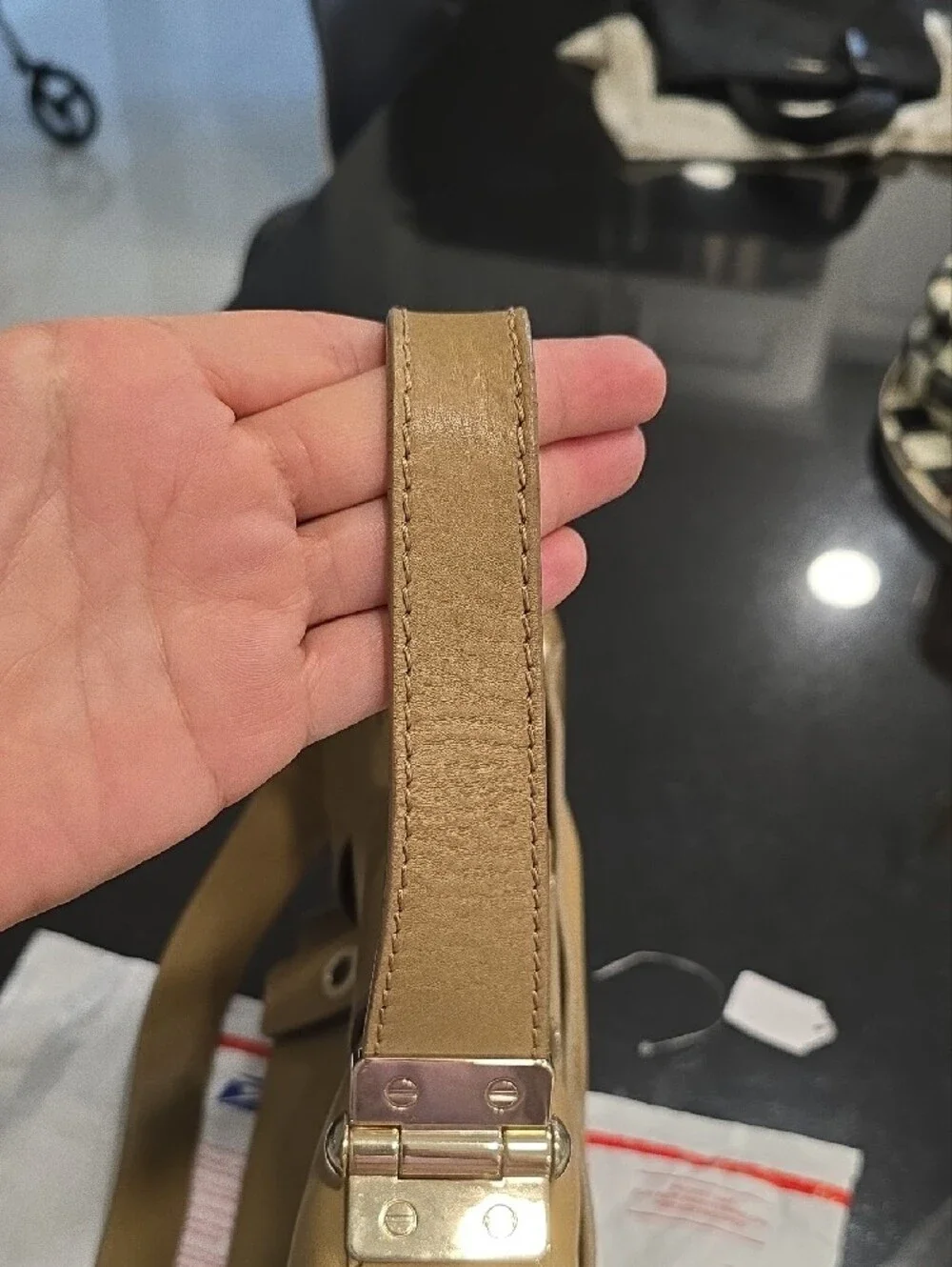 Jimmy Choo Tan Leather Satchel with Gold Hardware